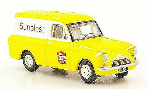 Ford Anglia Van 1/76 Oxford Kastenwagen Sunbiest gelb/weiss modellautos