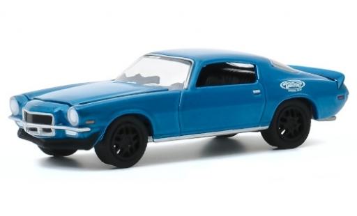 Chevrolet Camaro 1/64 Greenlight mettalic blau/Dekor 1970 Testfahrzeug modellautos