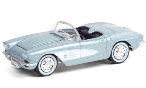 Chevrolet Corvette 1/64 Greenlight 283/315 (C1) mettalic blau/weiss 1961 modellautos