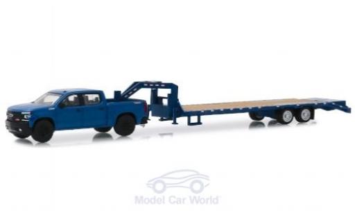Modellautos Chevrolet Silverado 1/64 Greenlight blau 2019 mit Schwanenhalsanhänger Chevrolet Silverado 1/64 Greenlight blau 2019 mit Schwanenhalsanhänger modellautos