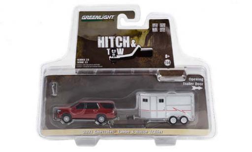 Modellautos Chevrolet Tahoe 1/64 Greenlight rot 2021 mit Horse Trailer Chevrolet Tahoe 1/64 Greenlight rot 2021 mit Horse Trailer modellautos