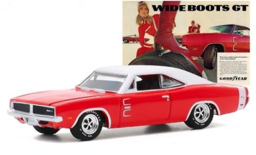 Dodge Charger 1/64 Greenlight R/T rot/matt-weiss 1969 Goodyear Wide Boots GT modellautos