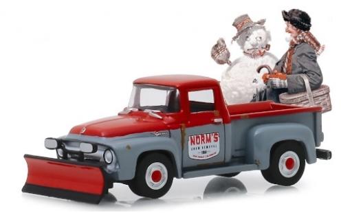 Modellautos Ford F-1 1/64 Greenlight 00 grau/rot Norms Snow Removal 1956 mit Schneepflug und Gebrauchsspuren Ford F-1 1/64 Greenlight 00 grau/rot Norms Snow Removal 1956 mit Schneepflug und Gebrauchsspuren modellautos