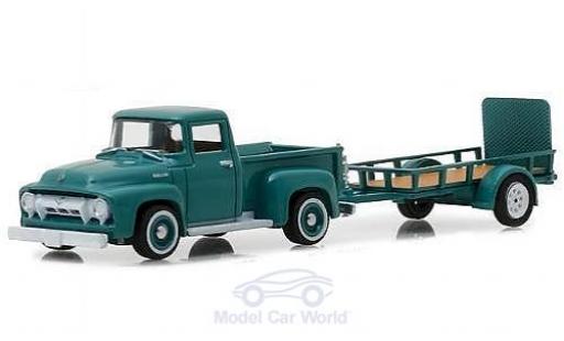 Modellautos Ford F-1 1/64 Greenlight 00 türkis 1954 mit Anhänger Ford F-1 1/64 Greenlight 00 türkis 1954 mit Anhänger modellautos