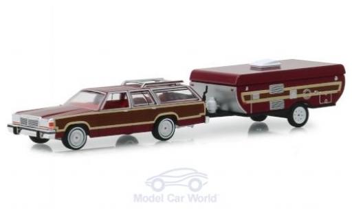 Modellautos Ford LTD 1/64 Greenlight Country Squire rot/Holzoptik 1981 mit Pop-Up Camper Trailer Ford LTD 1/64 Greenlight Country Squire rot/Holzoptik 1981 mit Pop-Up Camper Trailer modellautos