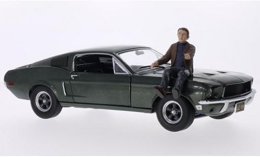 Ford Mustang 1/18 Greenlight GT mettalic grün Bullitt 1968 avec Steve McQueen figurine modellautos