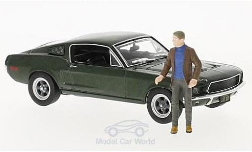 Ford Mustang 1/43 Greenlight GT mettalic grün Bullitt 1968 mit Figur Steve McQueen modellautos