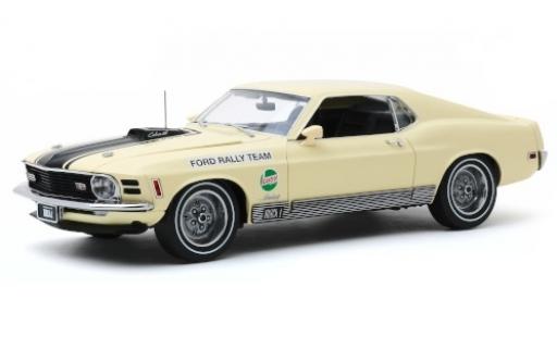 Ford Mustang 1/18 Greenlight Mach 1 428 beige/matt-schwarz Rally Team Castrol SCCA Manufacturers Road Rally 1970 modellautos