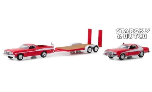 Modellautos Ford Ranchero 1/64 Greenlight rot/weiss Starsky & Hutch 1976 mit Gran Torino auf Zweiachshänger Ford Ranchero 1/64 Greenlight rot/weiss Starsky & Hutch 1976 mit Gran Torino auf Zweiachshänger modellautos