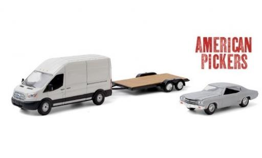 Modellautos Ford Transit 1/64 Greenlight LWB HD weiss American Pickers 2015 avec Zweiachsanhänger et 1970 Chevrolet Chevelle Malibu Ford Transit 1/64 Greenlight LWB HD weiss American Pickers 2015 avec Zweiachsanhänger et 1970 Chevrolet Chevelle Malibu modellautos