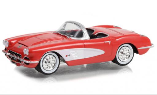 Chevrolet Corvette 1/64 Greenlight (C1) Cabrio rouge/blanche 1958 modellautos