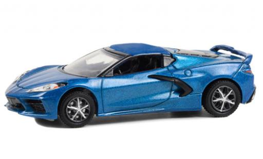 Chevrolet Corvette 1/64 Greenlight (C8) Stingray 2LT metallise bleu 2020 modellautos