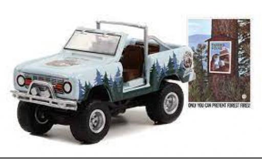 Modellautos Ford Bronco 1/64 Greenlight bleu clair/Décorer Smokey Bear 1967 Ford Bronco 1/64 Greenlight bleu clair/Décorer Smokey Bear 1967 modellautos
