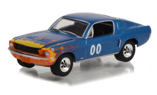 Ford Mustang 1/64 Greenlight GT metallise blau/Dekor 1968 modellautos