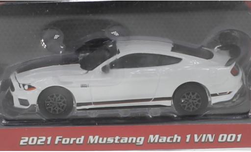 Ford Mustang 1/64 Greenlight Mach 1 blanche/noire 2021 modellautos