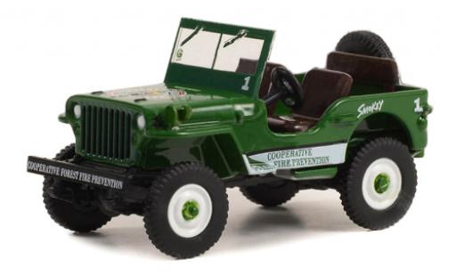 Modellautos Jeep Willys 1/64 Greenlight MB grün Smokey Bear 1945 Jeep Willys 1/64 Greenlight MB grün Smokey Bear 1945 modellautos
