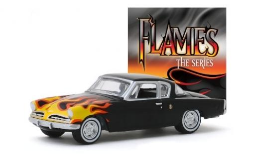 Studebaker Champion 1/64 Greenlight tuning noire/Décorer Flames - The Series 1954 modellautos