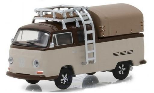 Volkswagen T2 B 1/64 Greenlight Double Cab Pick Up braun/braun 1969 mit Dachgepäckträger modellautos