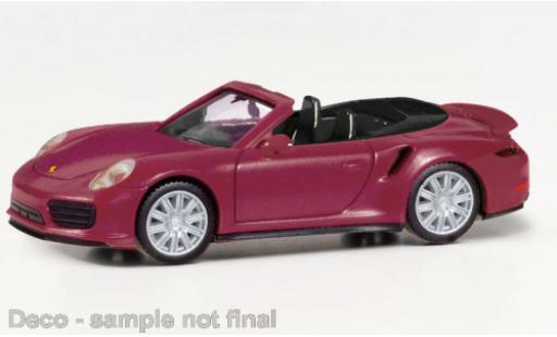 Porsche 911 1/87 Herpa Turbo cabriolet metallise rouge foncé modellautos
