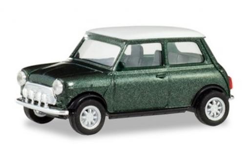 Mini Cooper 1/87 Herpa mettalic grün/weiss mit Zusatzscheinwerfern modellautos
