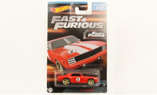 Chevrolet Camaro 1/64 Hot Wheels rouge/blanche rapide & Furious 1969 modellautos