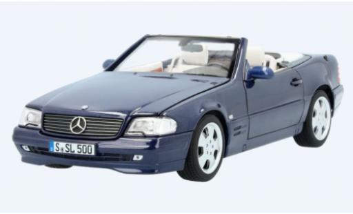 Modellautos Mercedes 500 1/18 Norev SL (R129) mettalic blau 1998 avec Softtop et Hardtop Mercedes 500 1/18 Norev SL (R129) mettalic blau 1998 avec Softtop et Hardtop modellautos