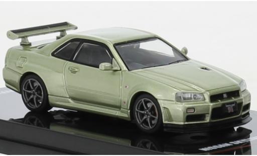 Nissan Skyline 1/64 INNO64 GT-R (R34) V-Spec II metallise grün RHD modellautos