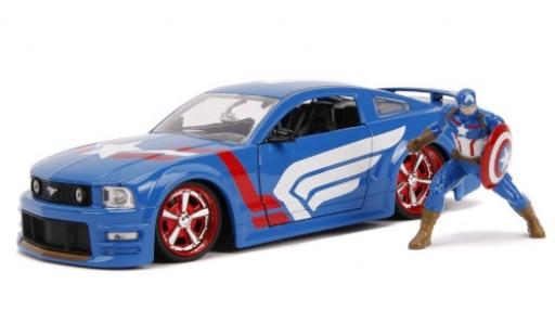 Ford Mustang 1/24 Jada Toys GT blau/Dekor Marvel Avengers - Captain America 2006 avec figurine modellautos