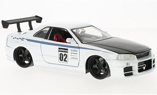 Nissan Skyline 1/24 Jada Toys GT-R (R34) weiss/schwarz 2002 modellautos