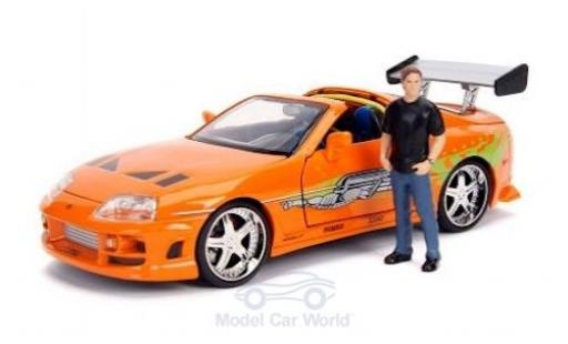 Toyota Supra 1/24 Jada Toys orange/Dekor Fast & Furious 1995 mit Figur modellautos