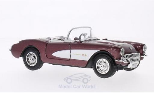 Chevrolet Corvette C1 1/24 Lucky Die Cast mettalic rot/weiss 1957 modellautos
