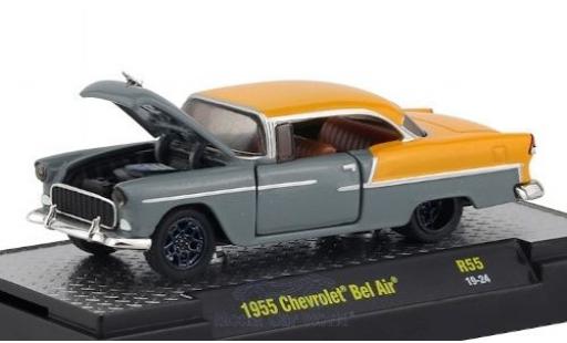 Chevrolet Bel Air 1/64 M2 Machines mettalic grau/matt-gelb 1955 modellautos