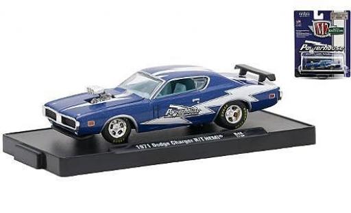 Dodge Charger 1/64 M2 Machines R/T HEMI mettalic blau/weiss Powerhouse 1971 modellautos