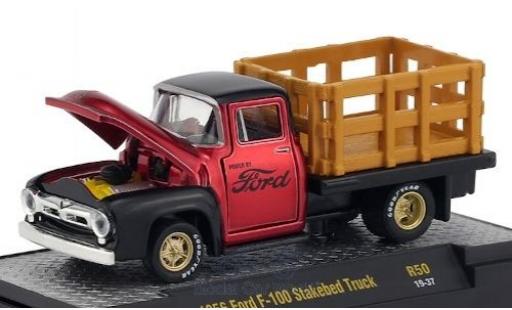Ford F-1 1/64 M2 Machines 00 Stakebed Truck mettalic rot/schwarz 1956 modellautos
