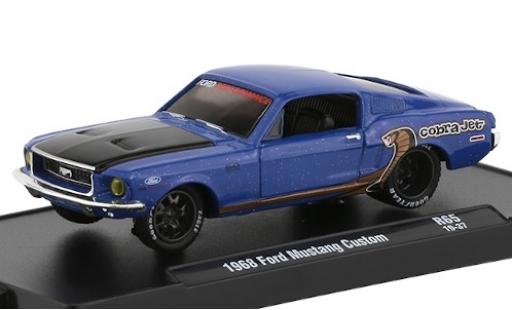 Ford Mustang 1/64 M2 Machines Custom mettalic blau/matt-schwarz Perfomance 1968 modellautos