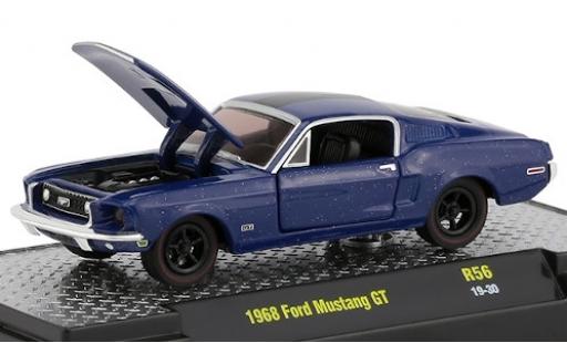 Ford Mustang 1/64 M2 Machines GT mettalic blau/matt-schwarz 1968 modellautos
