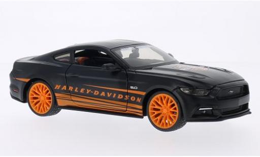 Ford Mustang 1/24 Maisto GT matt-schwarz/orange Harley-Davidson 2015 modellautos