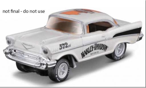 Chevrolet Bel Air 1/64 Maisto weiss/schwarz Harley-Davidson 1957 modellautos