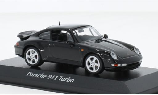 Porsche 993 Turbo S 1/43 Maxichamps 911  noire 1995 modellautos