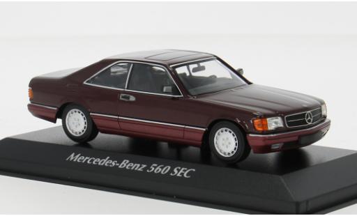 Mercedes 560 1/43 Maxichamps SEC (C126) metallise rot 1986 1:43 modellautos