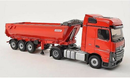 Mercedes Actros Bigspace 1/43 Eligor 2 rot mit Fruehauf Muldenkipper-Anhanger modellautos