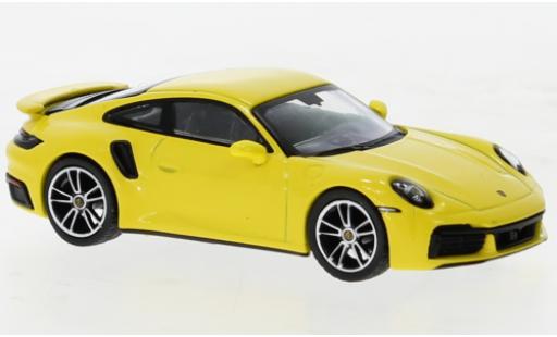 Porsche 992 Turbo s 1/64 Mini GT 911  Turbo S jaune modellautos