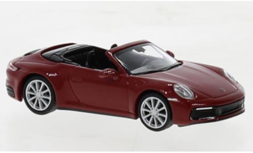 Porsche 992 4S 1/87 Minichamps 911  Carrera cabriolet rouge 2019 modellautos