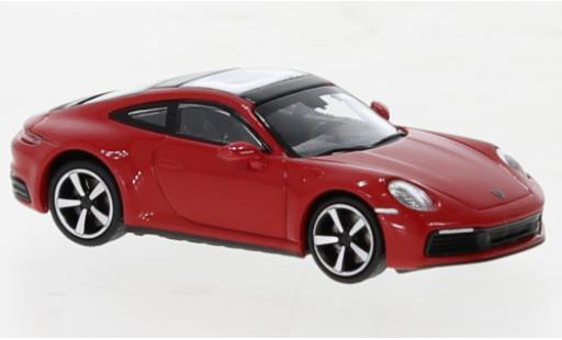 Porsche 992 4S 1/87 Minichamps 911  Carrera rouge 2019 modellautos