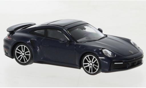Porsche 992 Turbo s 1/87 Minichamps 911  Turbo S metallise bleu foncé 2020 modellautos