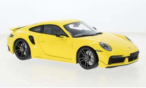 Porsche 992 Turbo s 1/18 Minichamps 911  Turbo S Sport Design jaune 2021 modellautos