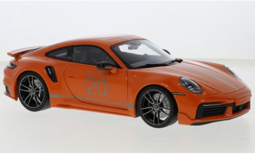 Porsche 992 Turbo s 1/18 Minichamps 911  Turbo S Sport Design orange 2021 modellautos