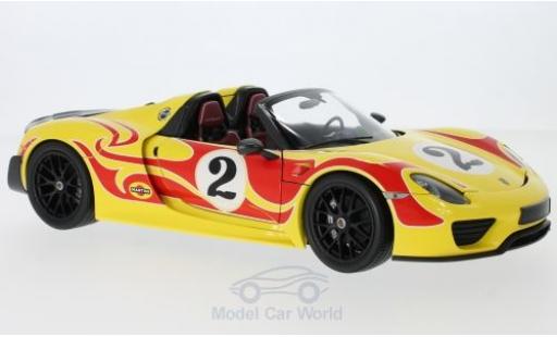 Porsche 918 1/18 Minichamps Spyder gelb/rot Weissach-Package No.2 2015 Weissach Package modellautos