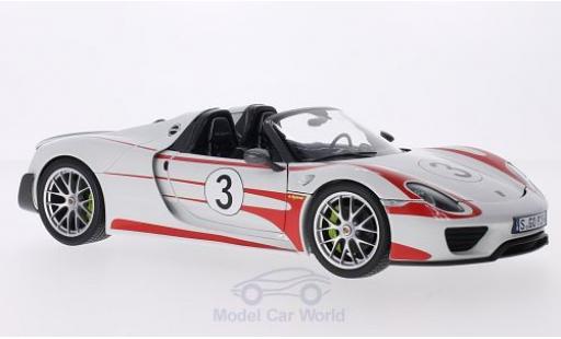 Porsche 918 2013 1/18 Minichamps Spyder weiss/Dekor 2013 Weissach Package No.3 Salzburg modellautos