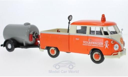 Volkswagen T1 B 1/24 Motormax Doppelkabine orange/beige mit Tankanhänger modellautos